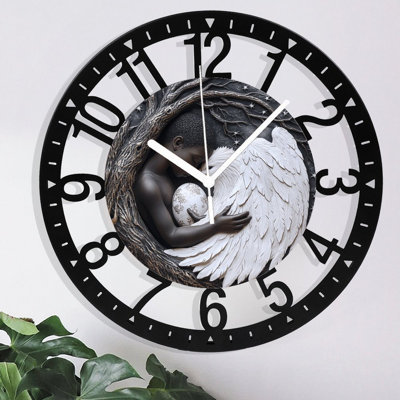 Metal Wall Clock for Living Room -Take A A Sip Hat Drinking Silent Non Ticking,Battery Operated, Antique Clocks for Farmhouse,Bedroom,Kitchen - Arabic Numerals