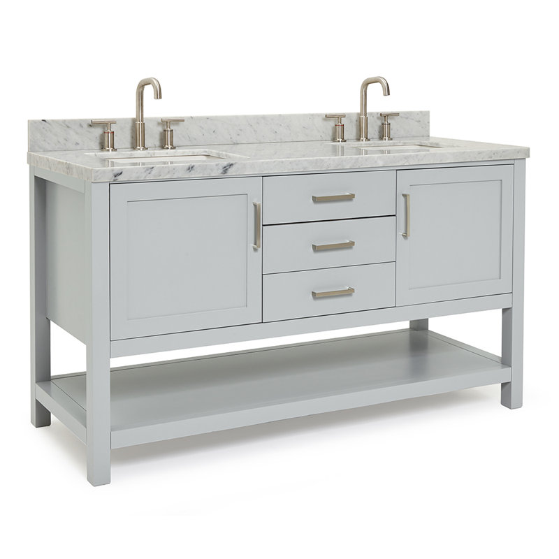 Ensemble de meuble-lavabo double 61 po Abby, Gris