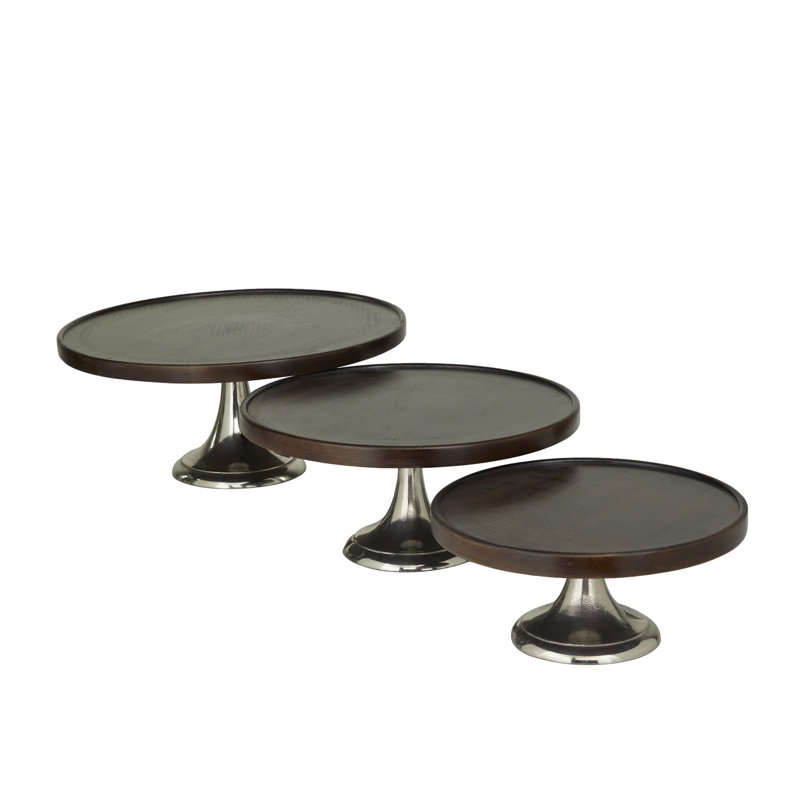 Présentoir à gâteaux 3 pièces Burrowes, Brun foncé / argent
