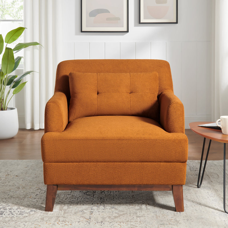 31'' Wide Upholstered Armchair With Pillow, Curry