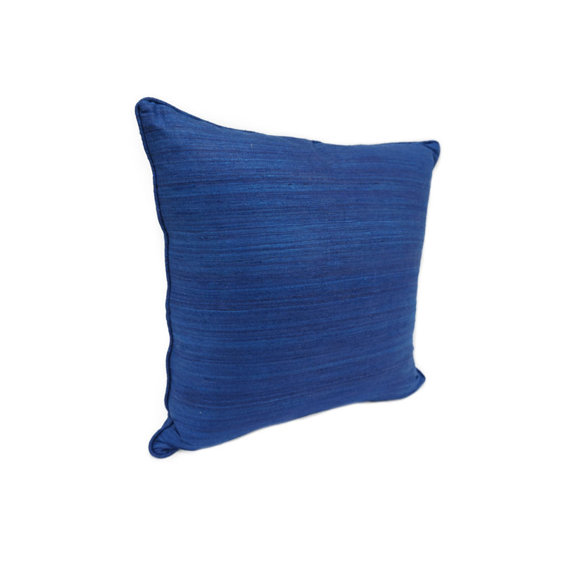 Coussin en soie brute 18 po, Bleu vif