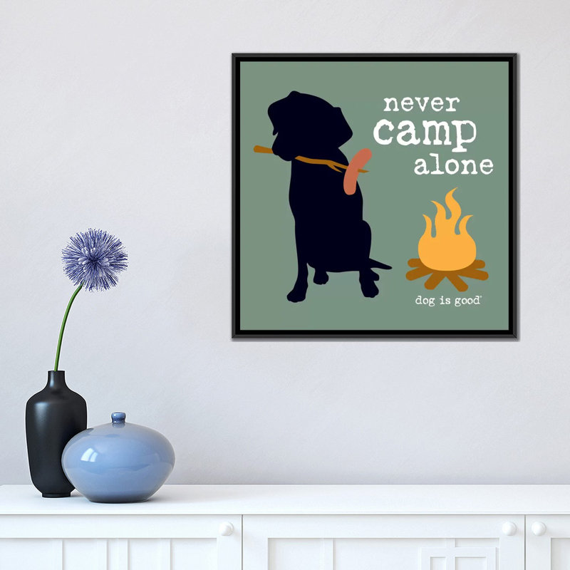 «Never Camp Alone I», impression sur toile, H 18 po x l 18 po x P 1,5 po, Toile avec cadre flottant noir, Pas de tapis