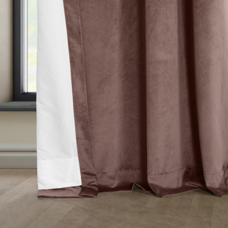 Botmund Grommet Heritage Plush Velvet Room Darkening Curtains - Single Panel Drapes, 50" W x 96" L, Eden Green