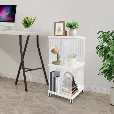 28.5"H X 14.2"W 2-Tier 360°Display Bookshelf With Wheels