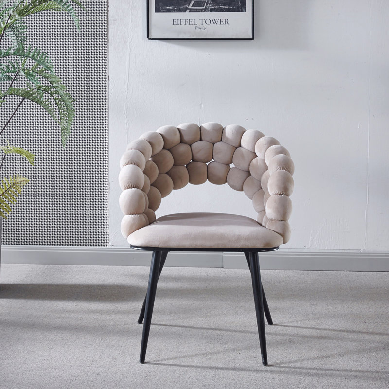 White Modern Chair(Set Of 2 ) With Golden Color Iron Tube Legs,  Soft Cushions And Comfortable Backrest, White