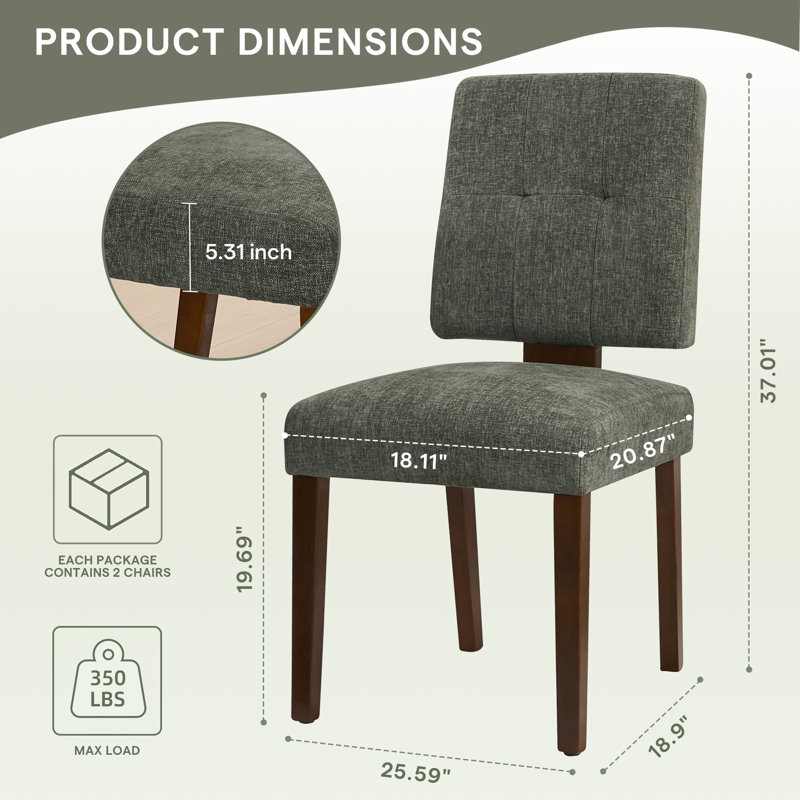 Chaise de salle à manger de style moderne avec pieds en bois massif, Vert