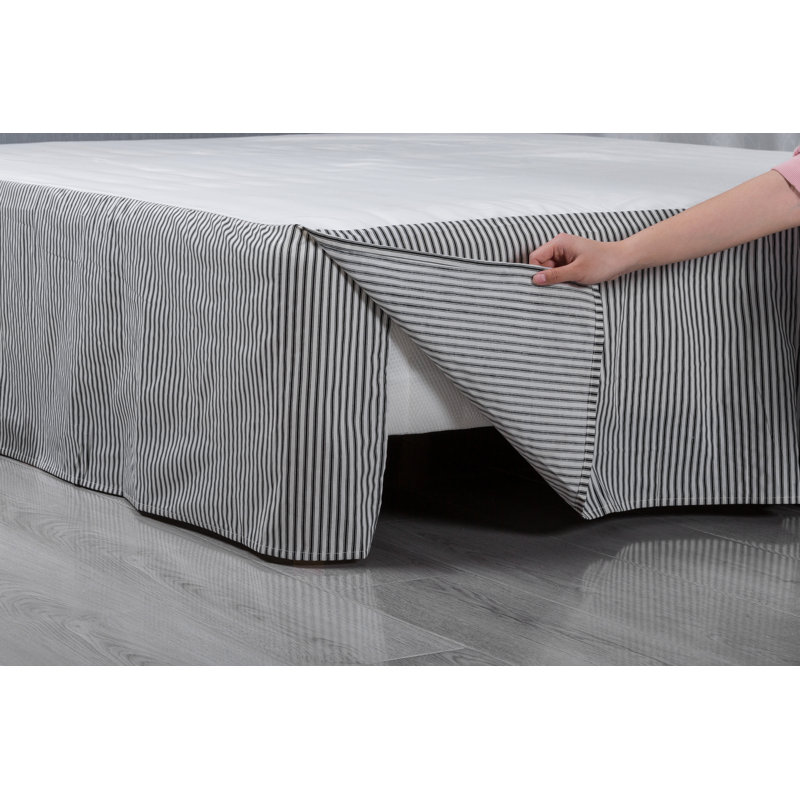  Cotton Ticking Stripe Tailored Bed Skirt 16" Drop, Twin