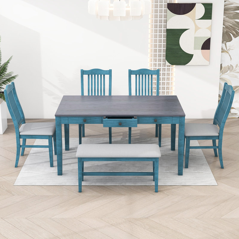 Ensemble repas pour 6 personnes Antanea, gris, Bleu, Bleu