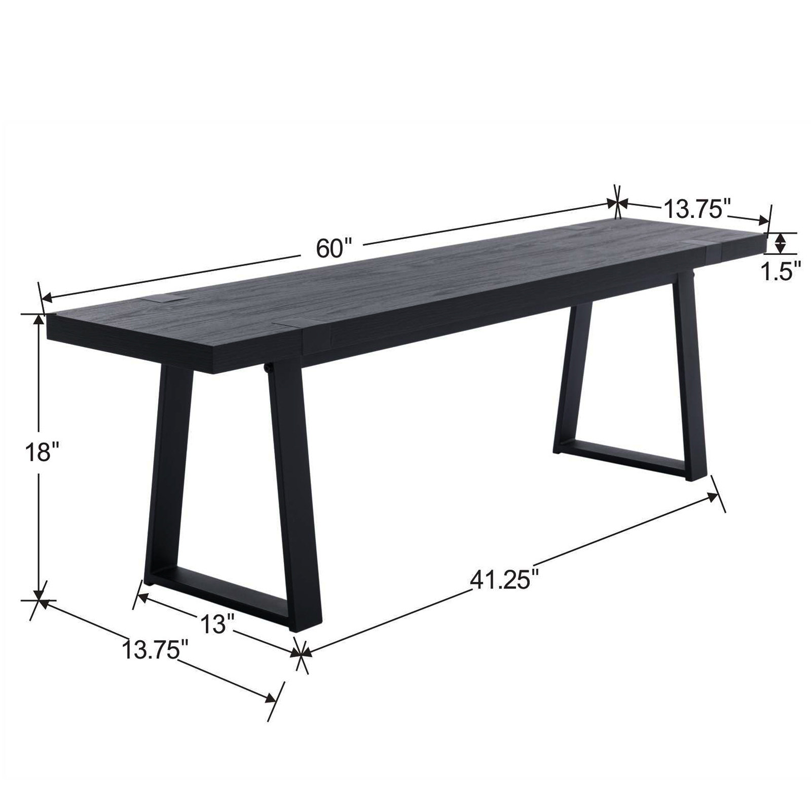 Ebern Designs Leira Modern Wood Bench 60” Industrial Table Benches with ...