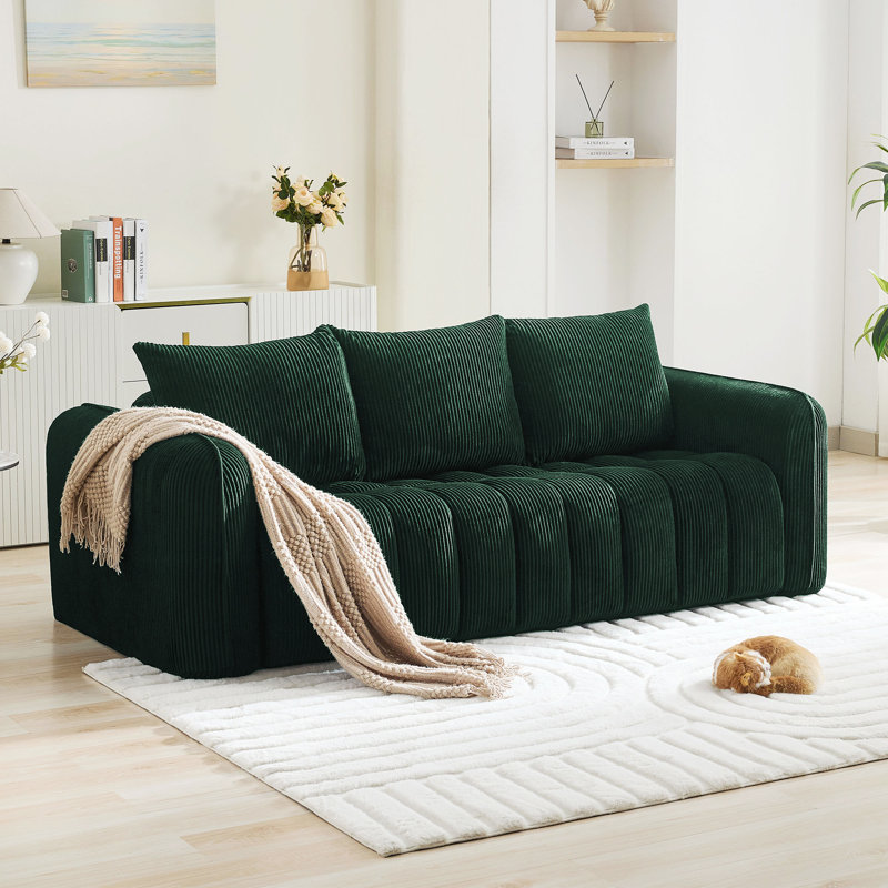 Canapé moderne à compression rembourré pour le salon, 3, Vert