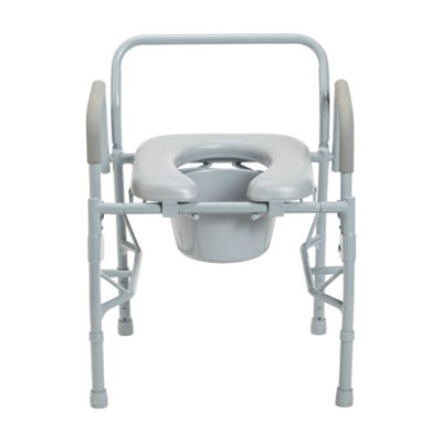 Steel Drop Arm Bedside Commode With Padded Seat And Arms