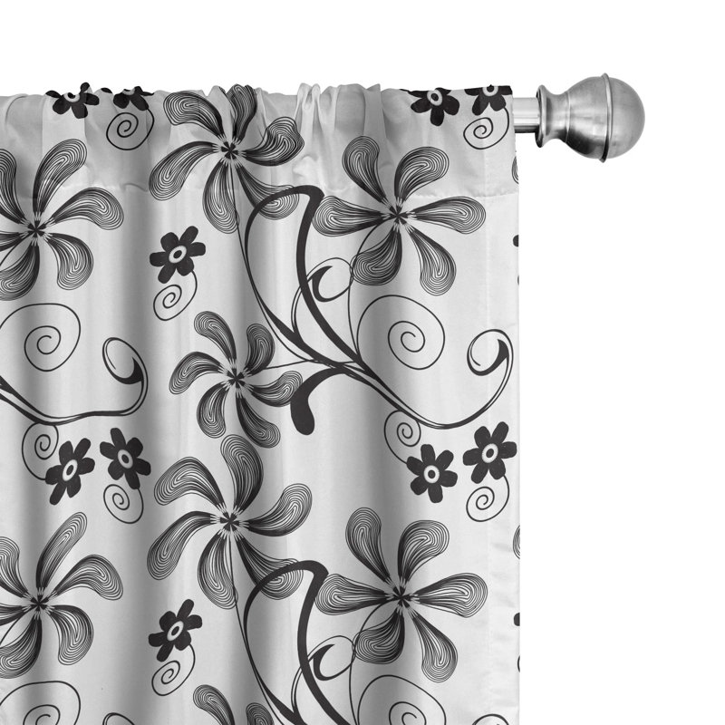 Floral Semi-Sheer Rod Pocket Curtain Panels, 28" W x 63" L
