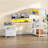 78.7'' Reversible L Shaped Desk with Power Outlets, LED Lights & Drawer Bookshelf-232399132