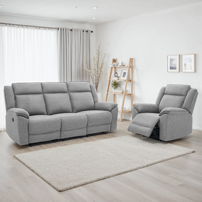 Beola 4 Seater Linen Electric Reclining Sofa, Grey