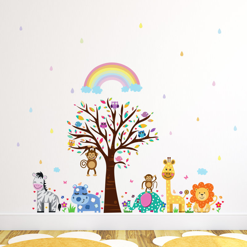Décalcomanie murale happy london avec arc-en-ciel