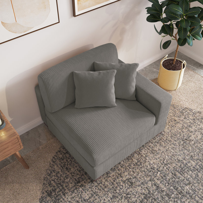 Milbrey 104.1Cm Wide Armchair, Light Grey Corduroy