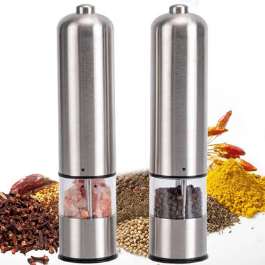 Aptoco Flathead Electric Salt and Pepper Grinder, Salt & Pepper Mill Set  with Adjustable Coarseness