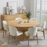 Maianh 30"H Round Wood Dining Table Pedestal Kitchen Table