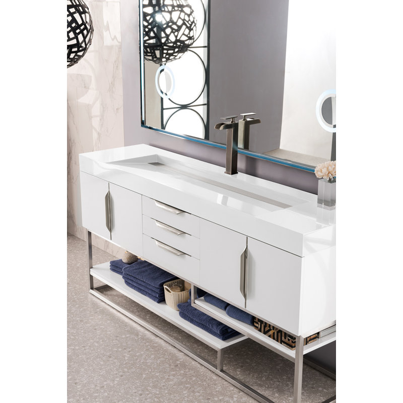 Columbia 72'' W Single Vanity, Glossy White, Dusk Gray, Brushed Nickel