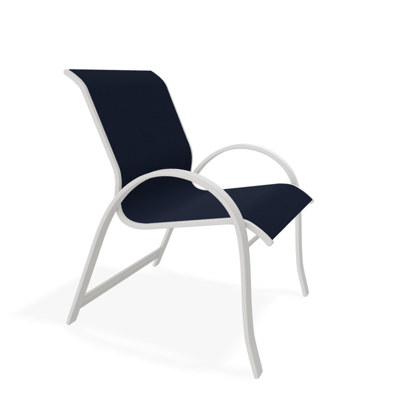 Fauteuil de salle à manger empilable Hiraku, Bleu marine 13D Sunbrella®, Neige