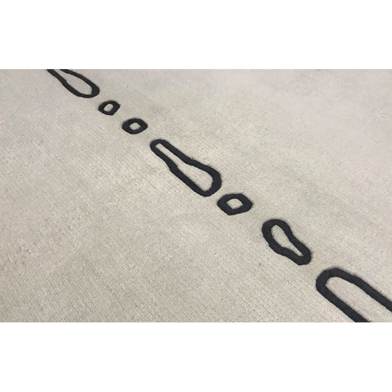 Hand-Knotted High-Quality Beige and Black Area Rug