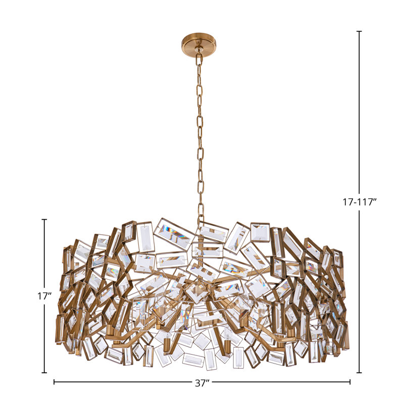Inclanata 8 LT Winter Brass/Clear Chandelier Allegri, 37", 8 Lights
