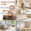 Round Coffee Table with LED Lights & 2 Drawers, Modern Center Table with Tempered Glass, for Living Room, 80 x 80 x 40 cm