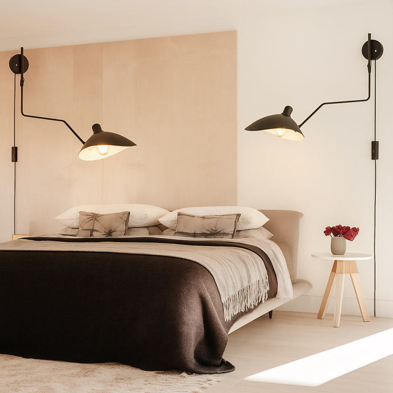Modern Adjustable Industrial Black Swing Arm Plug In Wall Wall Sconces For Bedroom (Set Of 2)
