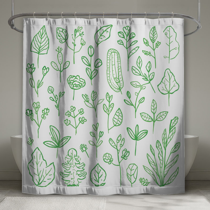 Rideaux de douche Green Botanical Illustration, 70 po L x 84 po H