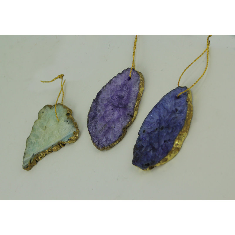 Agate Rock Slice Suncatcher Hanging Window Ornaments Set Of 3