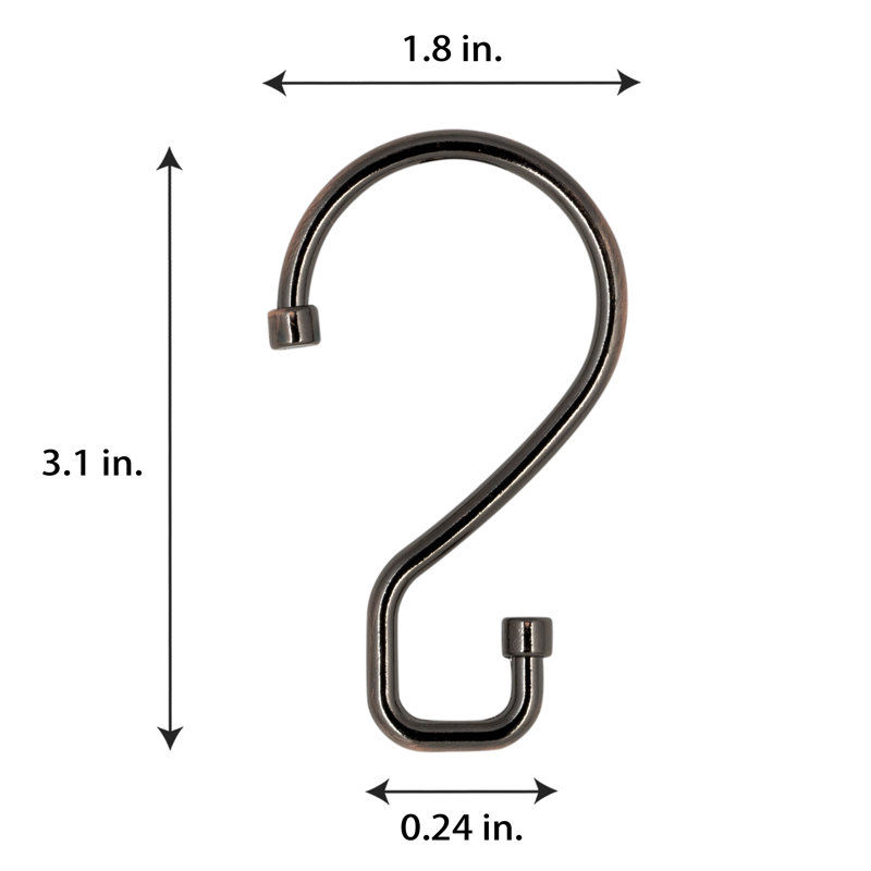 Metal Rust Resistant Shower Curtain Hook, Nickel