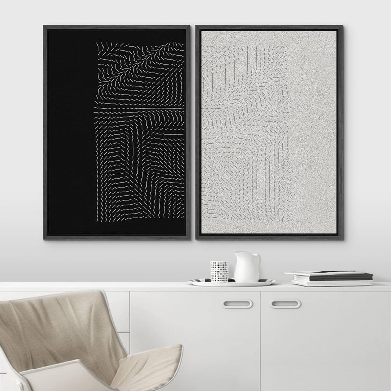 Motif géométrique de lignes géométriques minimalistes de lignes abstraites, H 24 po x l 32 po, Noir