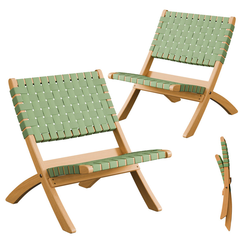 Chaise sans accoudoirs pliante 2 pièces, Vert