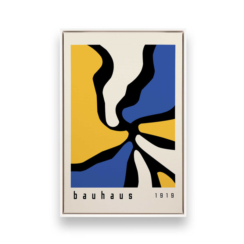 Reproduction sur toile jaune et bleue de Bauhaus, H 48,75 po x l 32,75 po, Blanc opaque