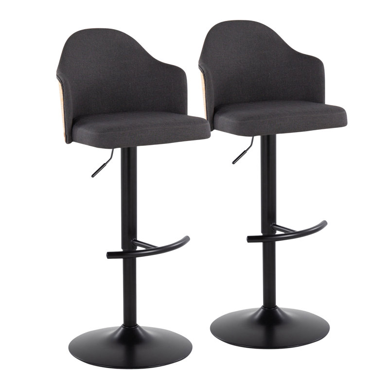 Ensemble de 2 tabourets de bar Braiens, Gris anthracite/noir