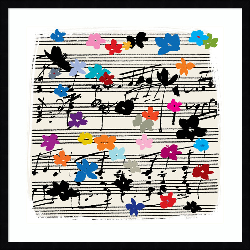 «Floral Music Notes» par Jenny Frean - impression d'un seul cadre, H 25 po x l 25 po x P 1 po