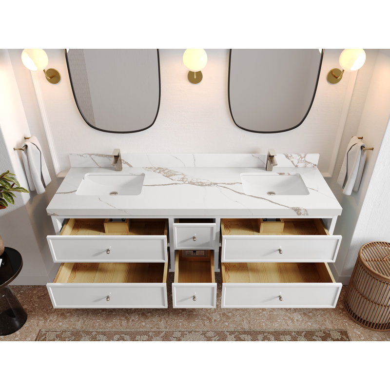 Meuble-lavabo double 72 po Roswell, Or Calacatta
