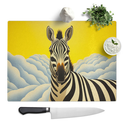 Zebra Op Art  Glass Chopping Board