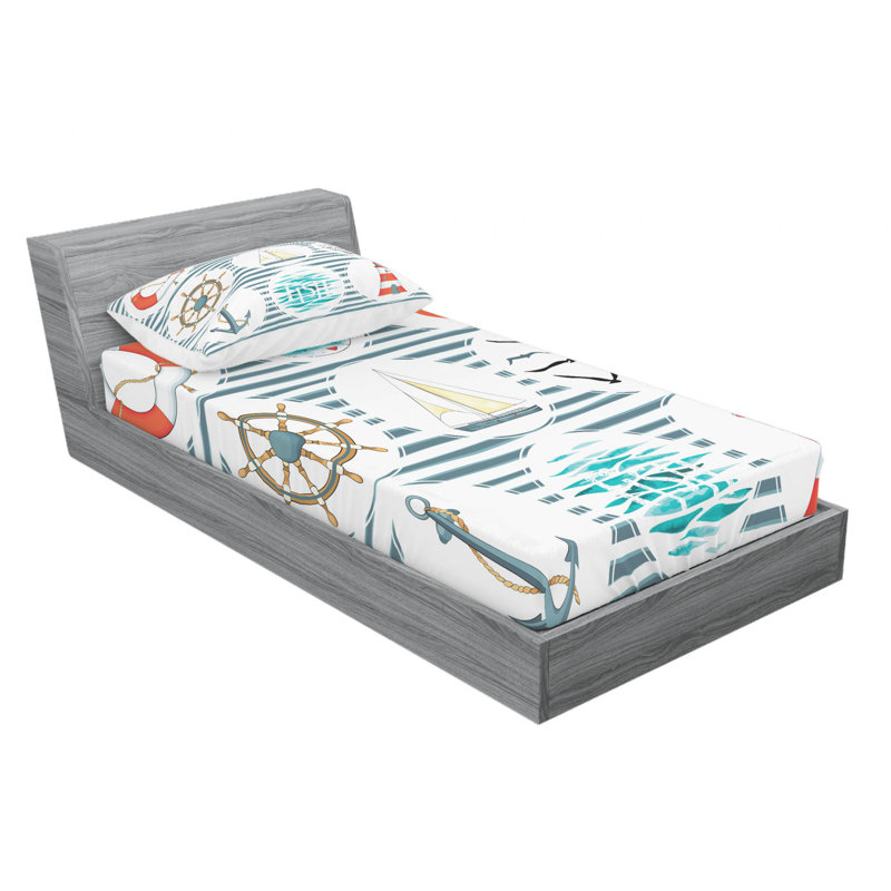 Microfiber Striped Sheet Set, Twin Sheet Set with Fitted Sheet