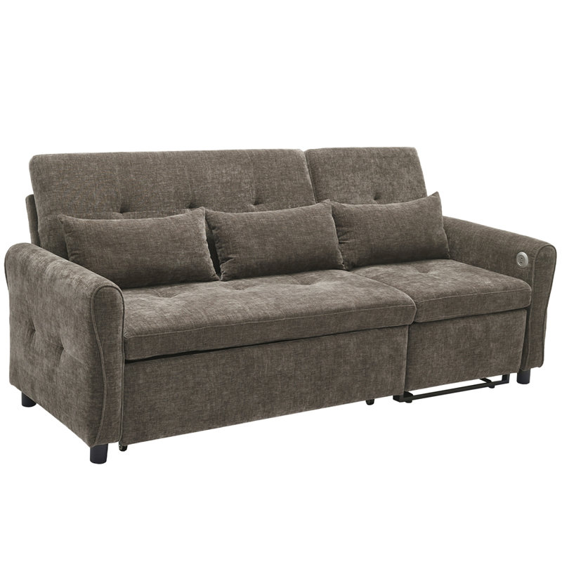 Contemporary Style 2-in-1 Sofa 82" Three-seater Sofa with a Sofa Bed and a Reversible Recliner Sofa for Living Room