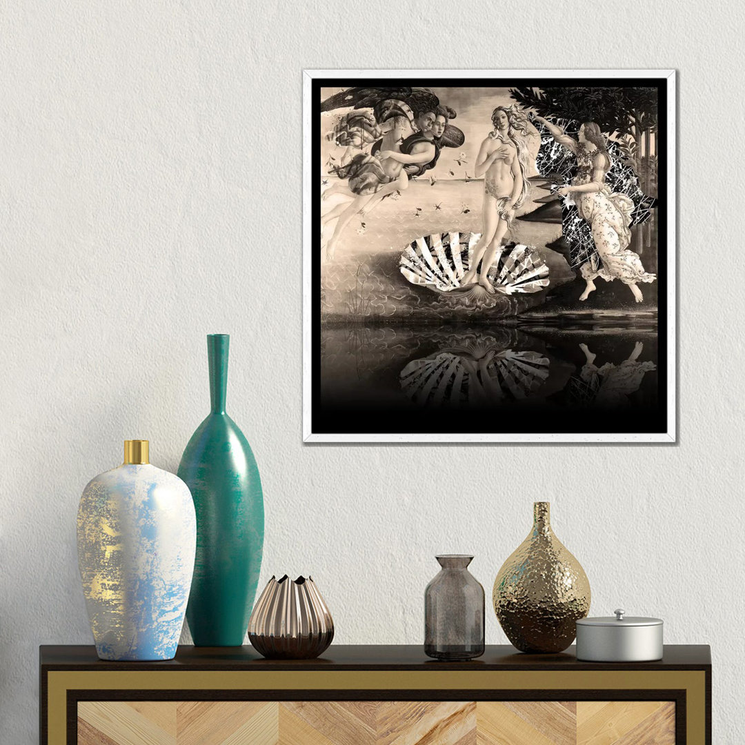 Die Geburt der Venus - Die Dame auf der Muschel Sepia von 5by5collective - Galerie-Giclée auf Leinwand