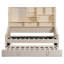 Lit de jour simple rembourré avec lumières à accoudoirs à DEL, tablettes et armoires de rangement, lit gigogne relevable simple (beige)-805920603