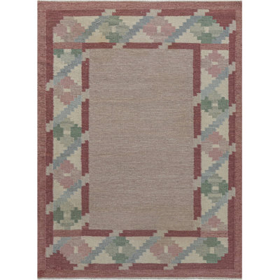 Vintage One-of-a-Kind Rectangle 4'10" X 6'3" 1950s Wool Area Rug in