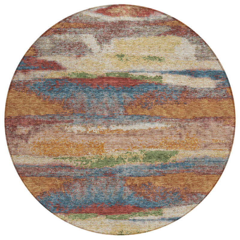 Tapis rectangulaire Aleighna avec envers antidérapant, Round 8'