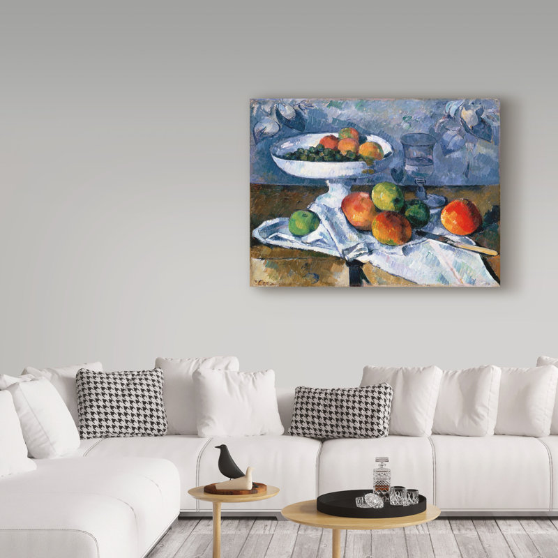 «Still Life with Fruit vaisselle» par Paul Cezanne, reproduction de peinture à l'huile sur toile tendue