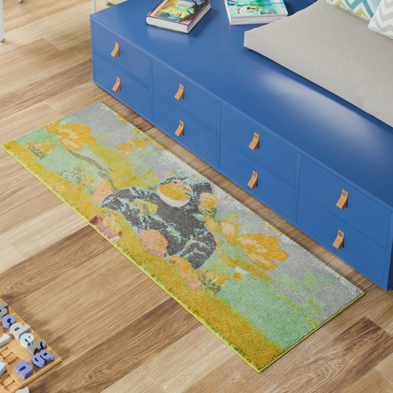 Tapis pour enfant Unique Loom Gorilla Whimsy, Tapis de couloir 2 pi 2 po x 5 pi 1 po