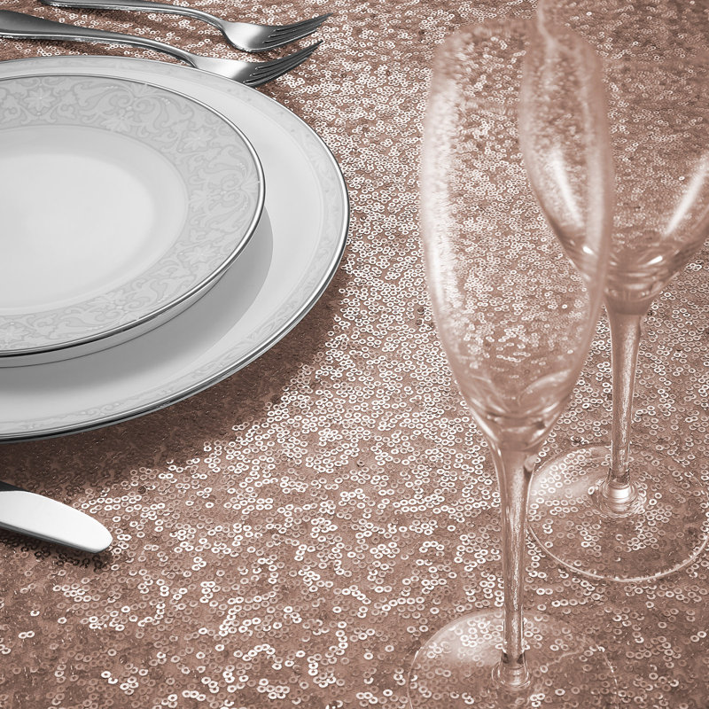 Rose Gold Sequin Tablecloth for Weddings and Parties
