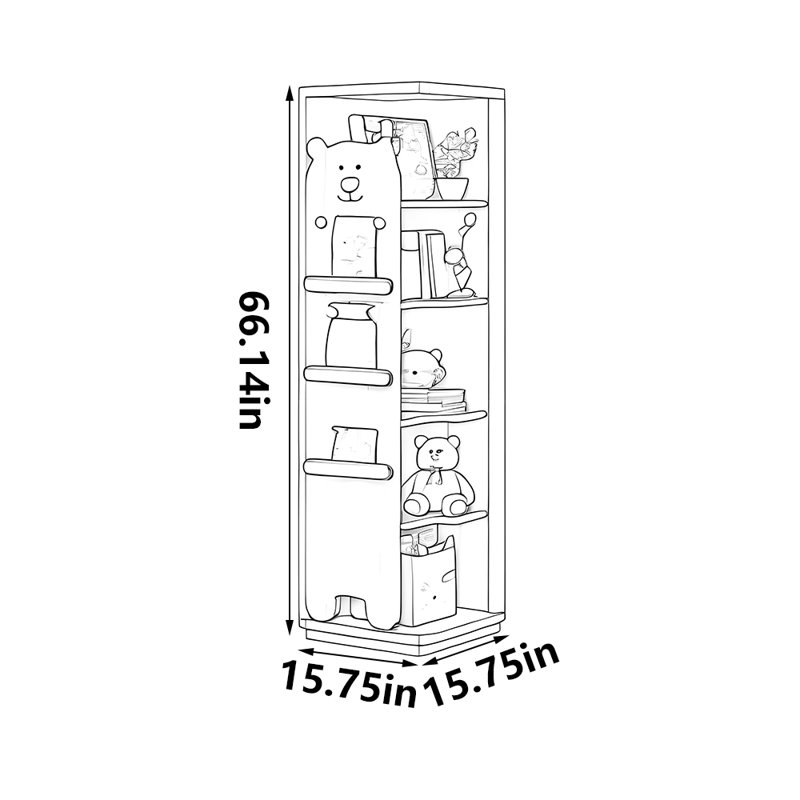 Bibliothèque de rangement populaire de style américain, (3 tablettes) H 66,14 po x l 15,75 po x P 15,75 po