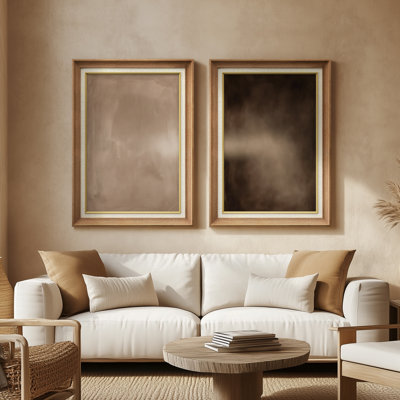Neutral Gradient Minimalist Abstract in Warm Brown Tones Modern Subtle Wall Decor – Set of 2 Premium Framed Wall Art Print on Paper 26"x36"