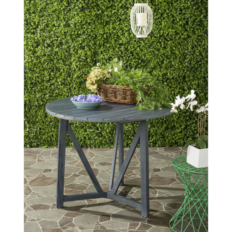 Round Acacia Outdoor Dining Table , 35.4'' in. W 35.4'' in. D, Ash Gray